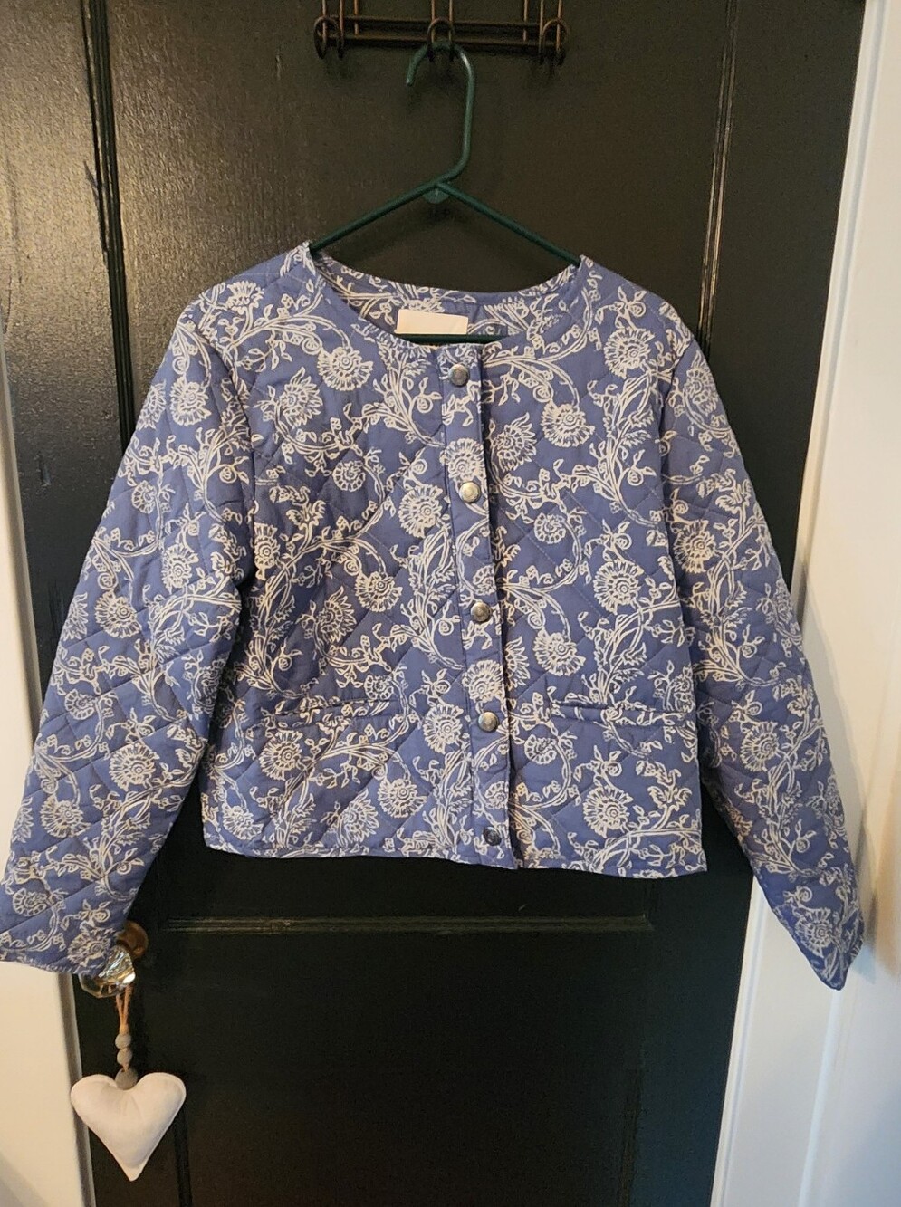 Lucky Brand Blue Floral Quilted Puffer Jacket